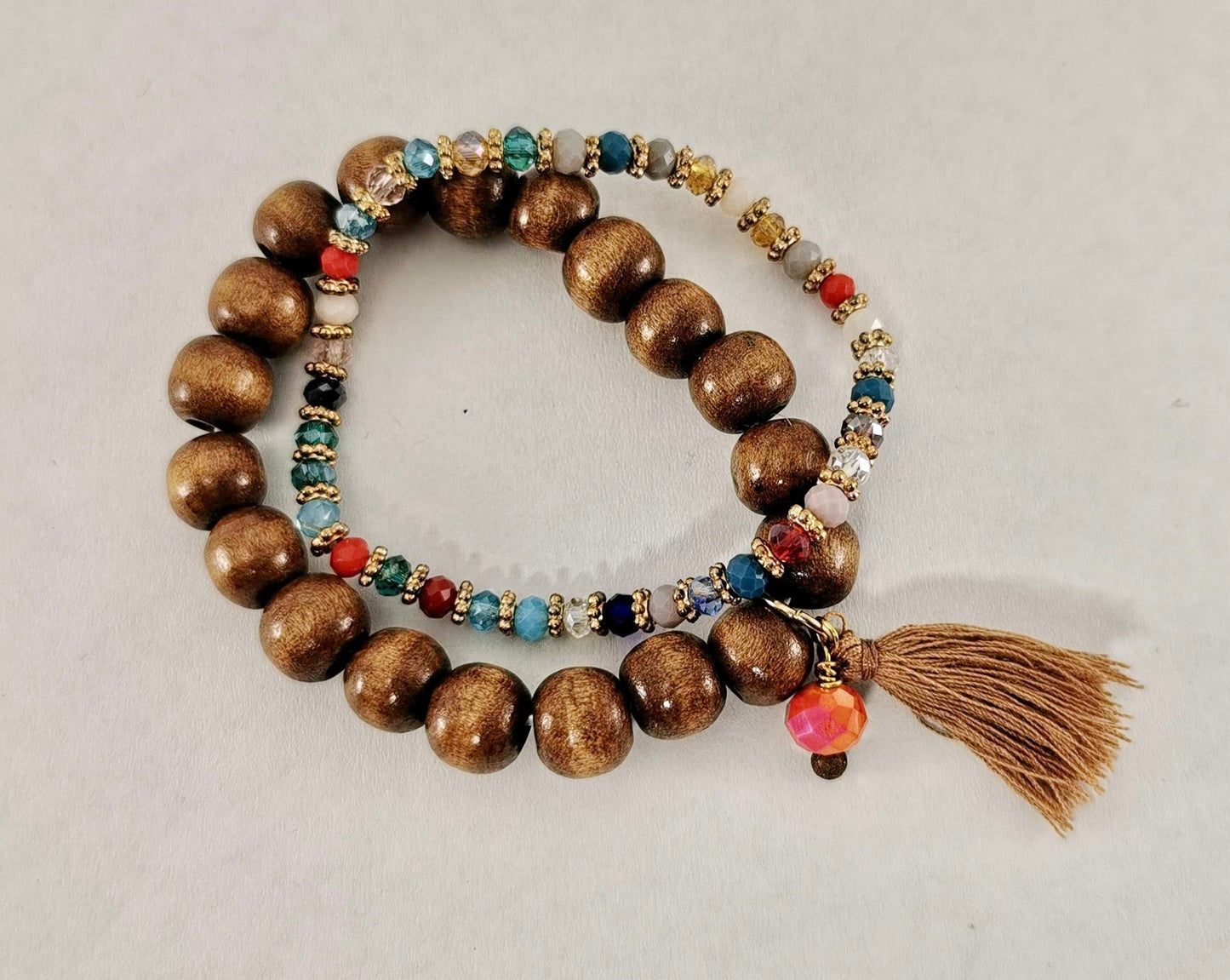 Wood and Bead Bracelets Set