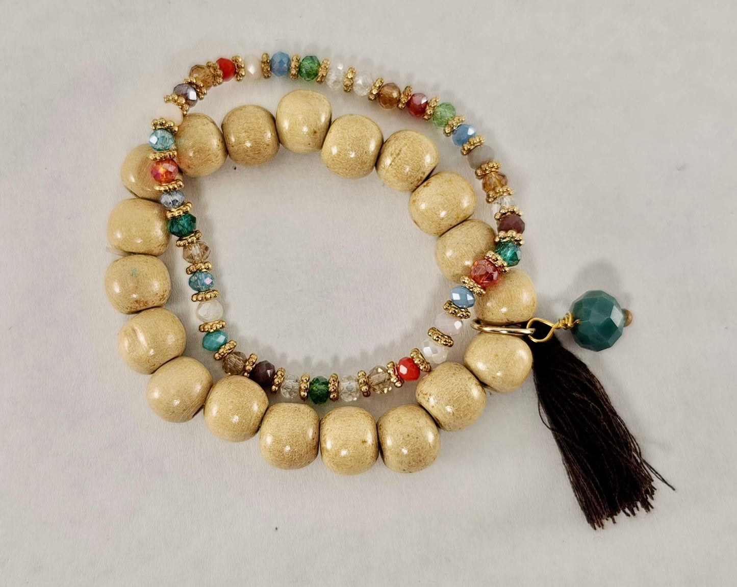 Wood and Bead Bracelets Set