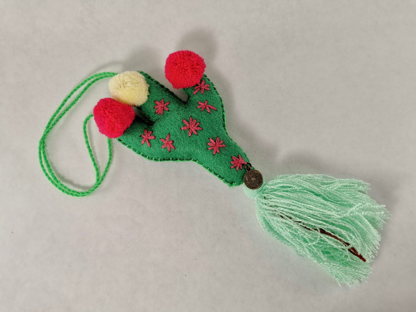Handmade Felt Cactus Dangle and Tassel