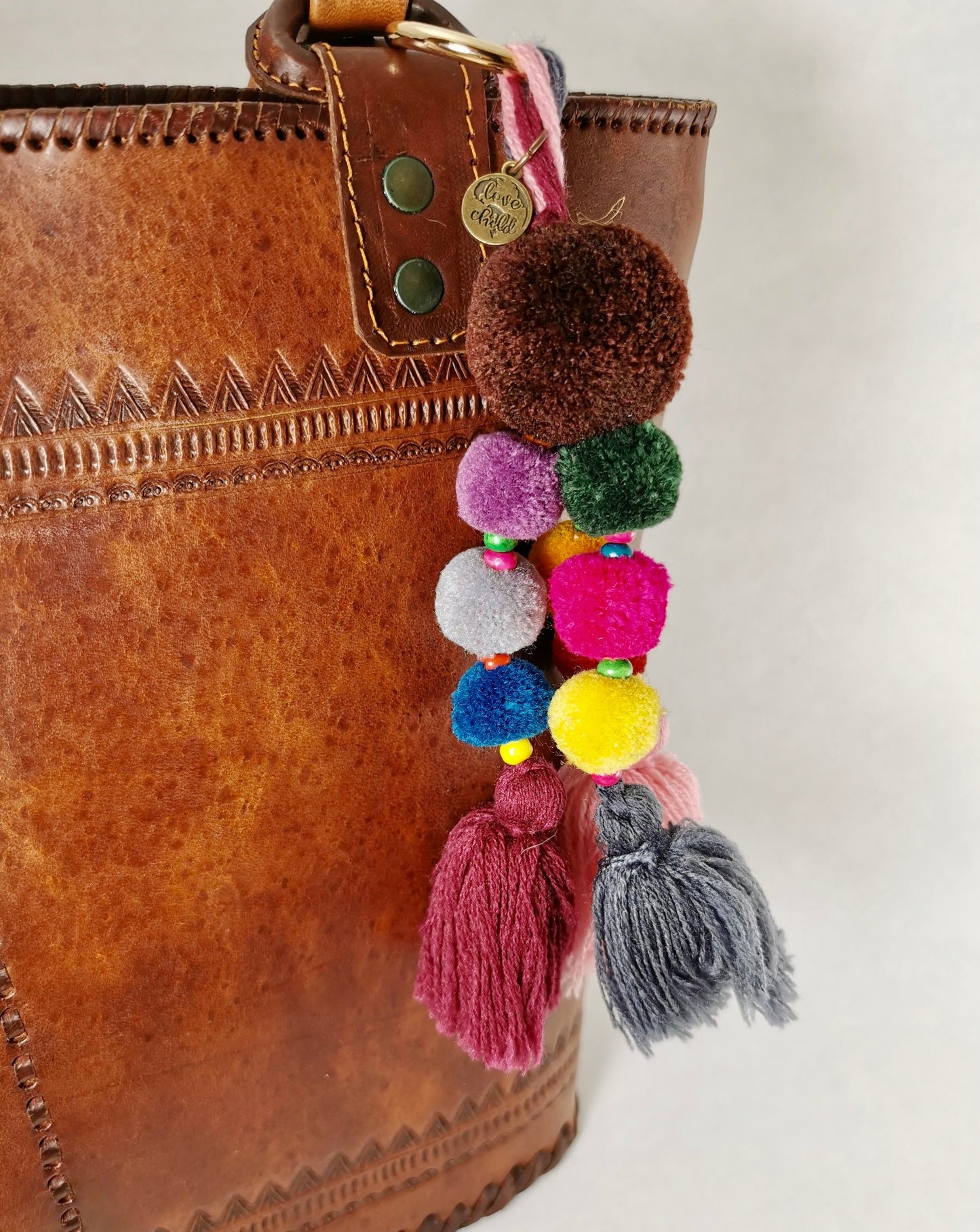 3 strand Pom-Pom Purse Charm