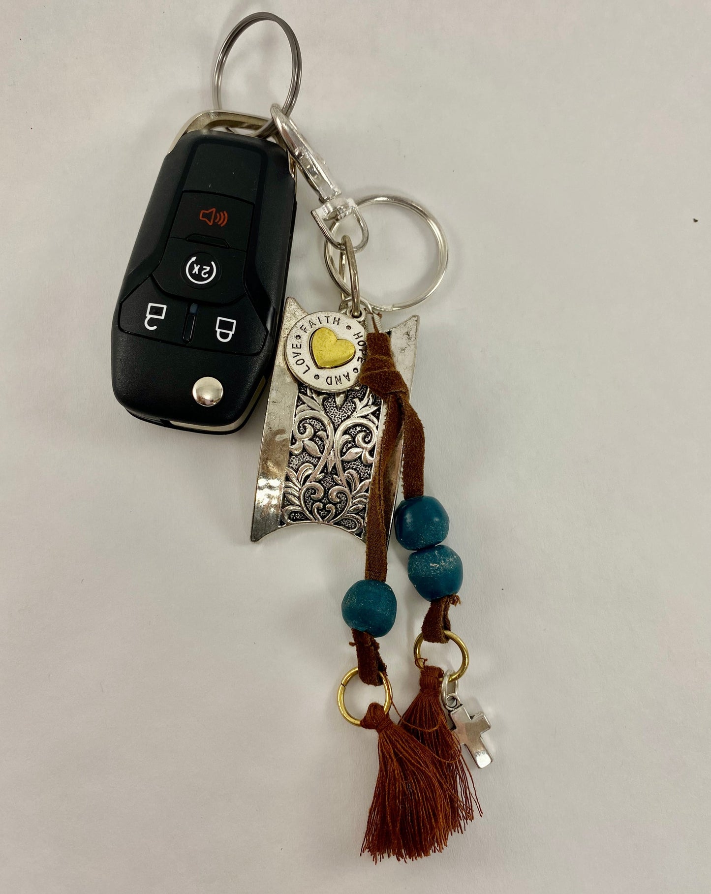 African Trade Bead Keychain