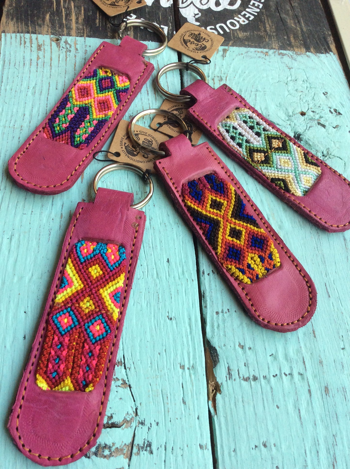 Guatemalan Leather Keychain