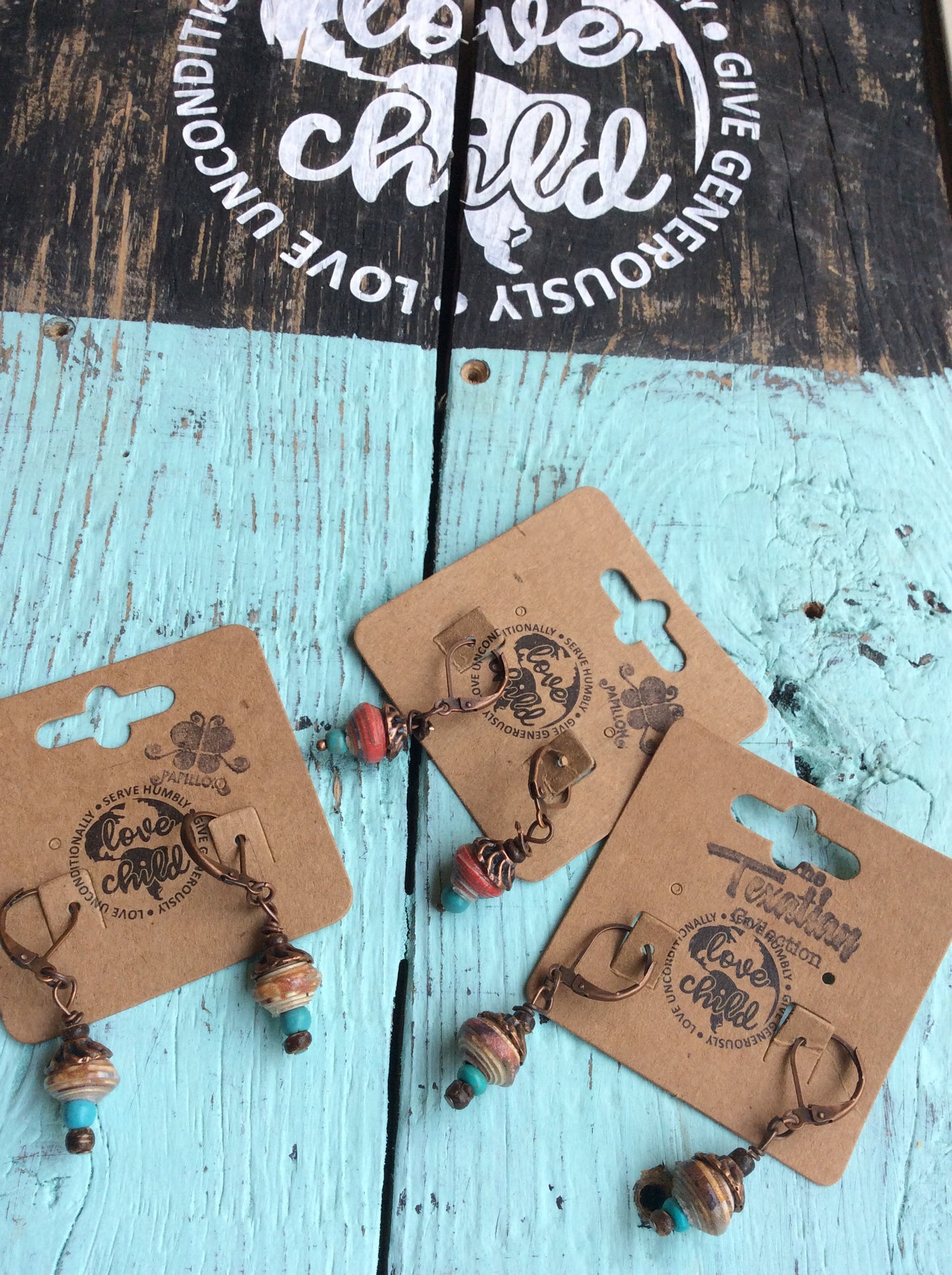 Haitian Paper Bead Drop Earrings