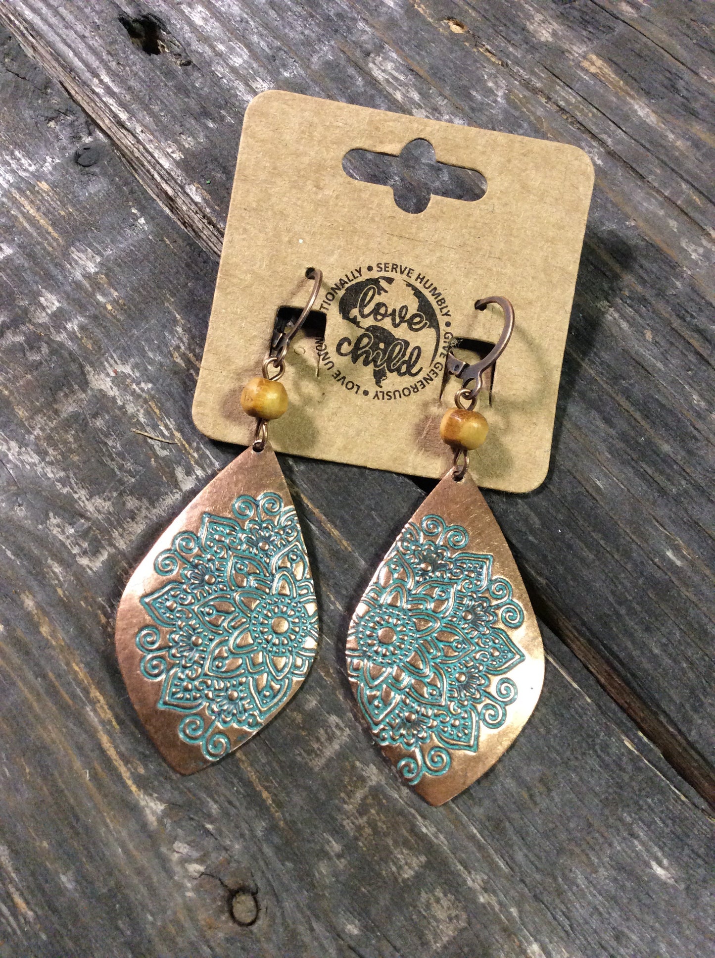 Copper and Turquoise Dangle Earring
