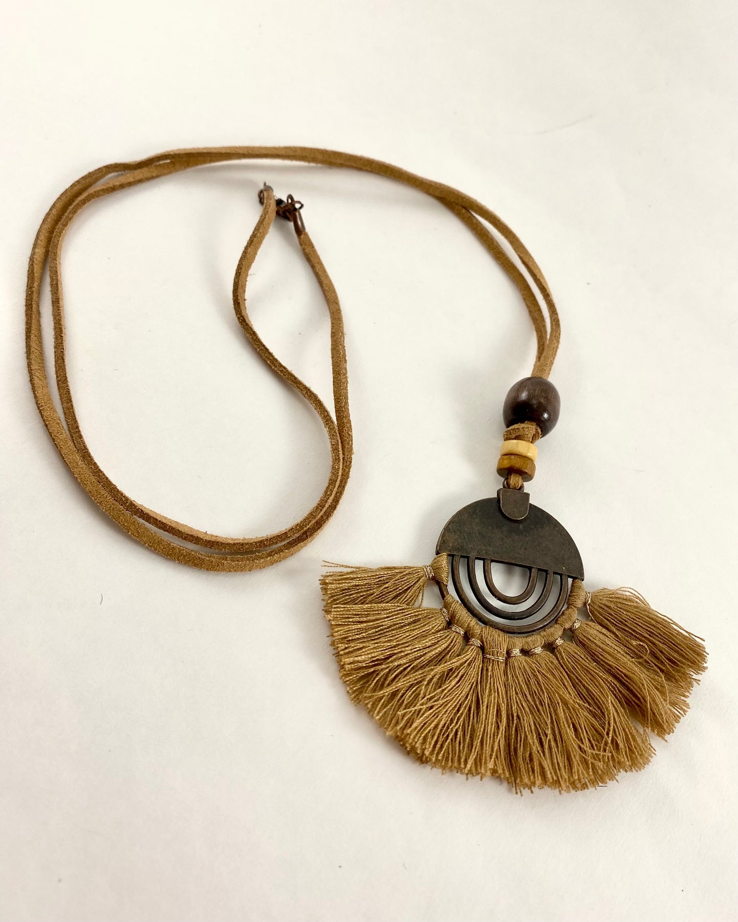 Fringe Copper Pendant on Suede Cord