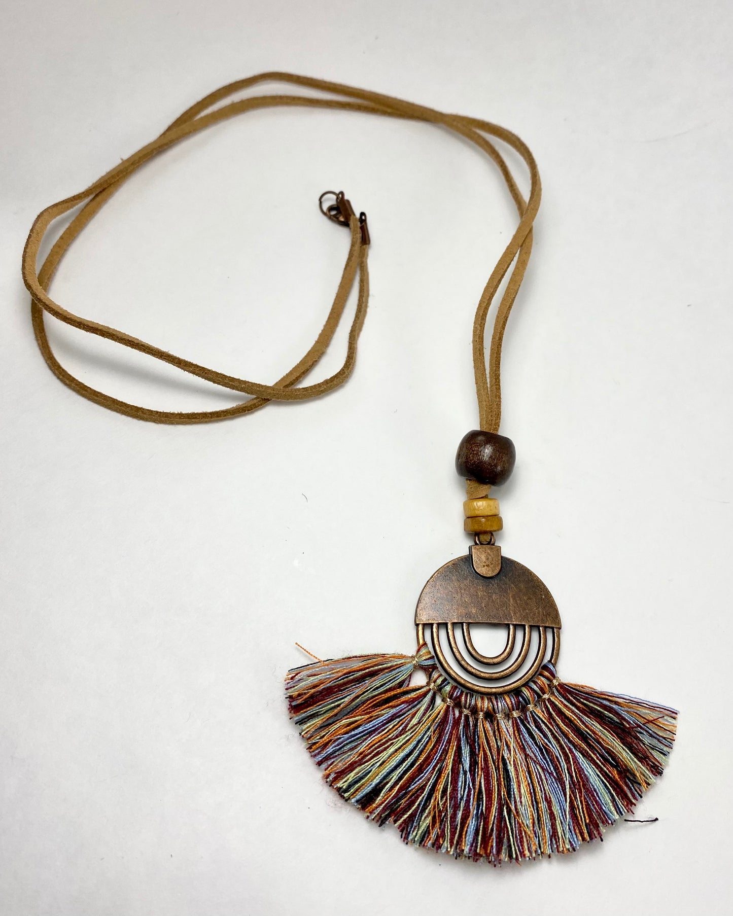 Fringe Copper Pendant on Suede Cord