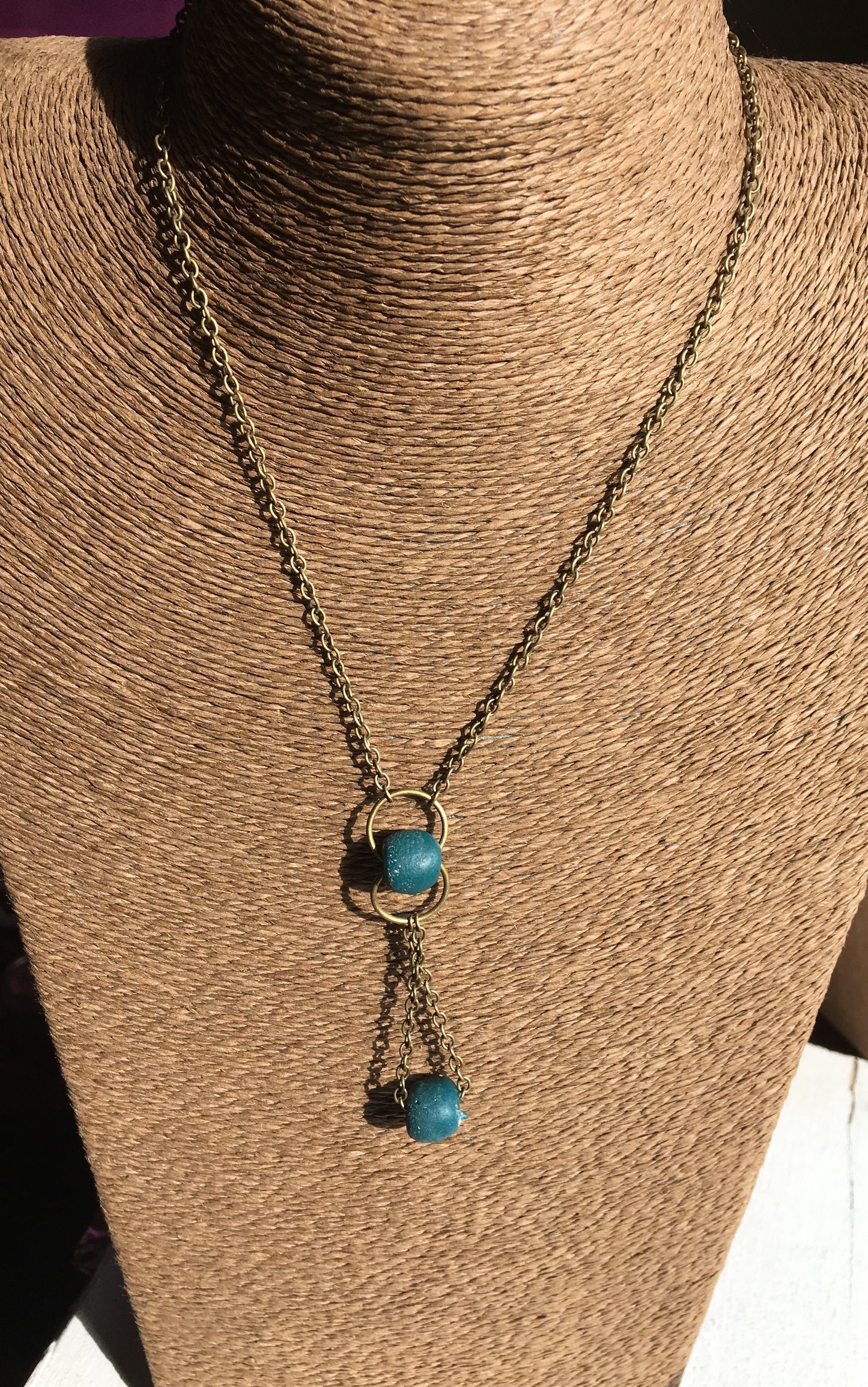African Blue Stone Chain Necklace