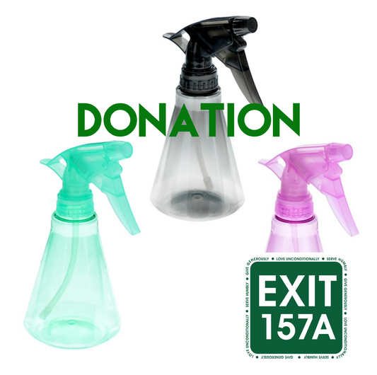 Exit 157A water spray bottle donation