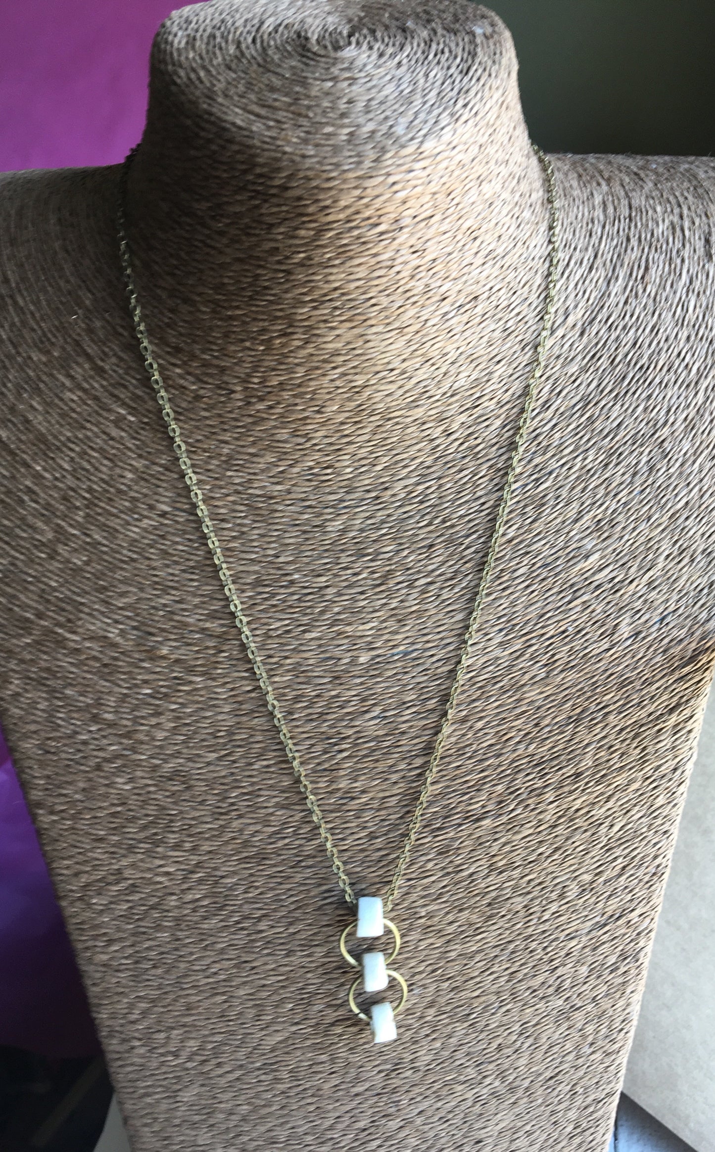 African White Stone Chain Necklace