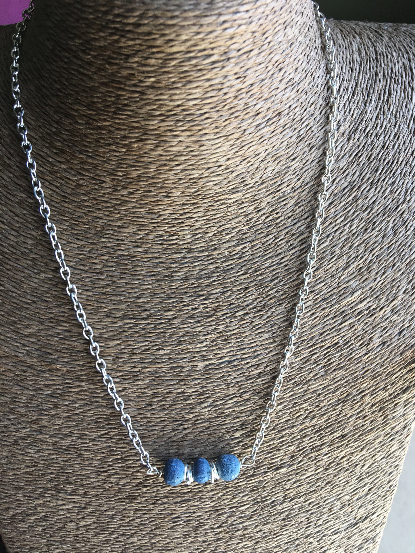 African Blue Coral Stone Necklace