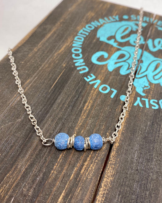 African Blue Coral Stone Necklace